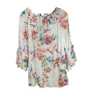 Spense Floral Ruffle Sleeve Women's Top M /M
